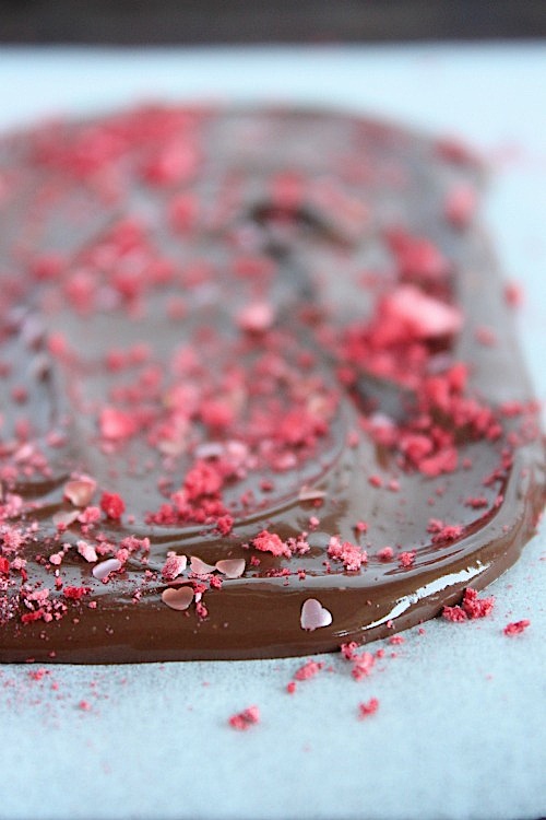 2 Ingredient Dark Chocolate Strawberry Bark