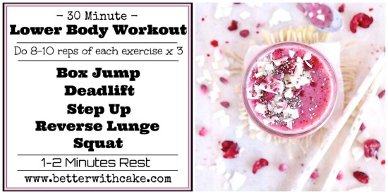 A {NEW} 30 Minute Lower Body Workout + A Creamy, Cranberry Pomegranate Smoothie
