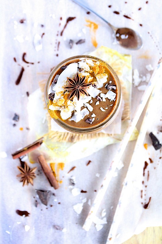 Golden Pumpkin Spiced Iced Chocolate {Vegan - BANANA FREE - Dairy Free - Sugar Free - Keto - Paleo Friendly}