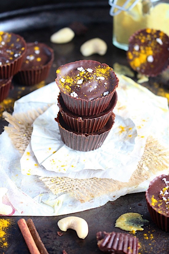 Dark Chocolate Golden Spiced Cashew Butter Cups {Sugar Free, Gluten Free, Dairy Free, Vegan, Keto & Paleo Friendly} - www.betterwithcake.com