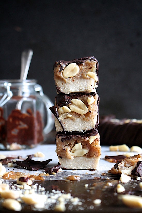 Healthy Raw Snickers Bars - Gluten Free - Dairy Free - DATE FREE - Grain Free - Refined Sugar Free - Low Carb - Vegan - Keto - Paleo - www.betterwithcake.com