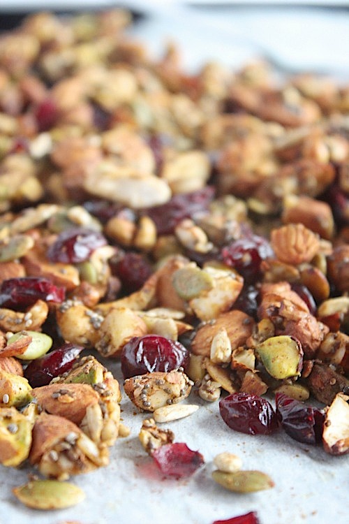 Pumpkin and Cranberry {Grain Free} "Granola" - Vegan, Dairy Free & Paleo Friendly - www.betterwithcake.com