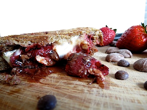 Roasted Strawberry, Chocolate and Brie Grilled Cheese