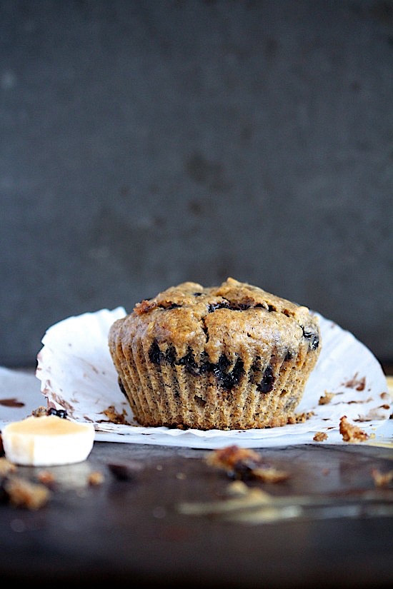 {Sugar Free} Peanut Butter Choc Chip Banana Muffins - Gluten Free - Dairy Free - Grain Free - Paleo - Vegan Friendly - www.betterwithcake.com