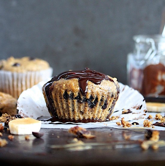 {Sugar Free} Peanut Butter Choc Chip Banana Muffins