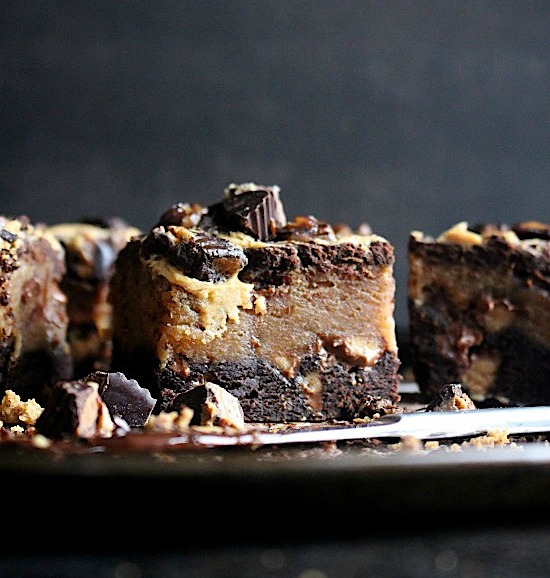 {Flourless} Marble Swirled Peanut Butter Choc fudge Blondie Bites