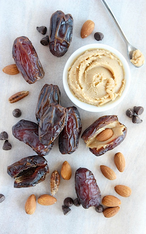 Dark Chocolate Coated Double Stuffed Dates {Gluten Free & Paleo Friendly} - www.betterwithcake.com