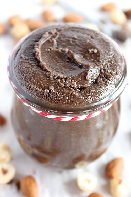 Healthy, Homemade Chocolate-Hazelnut Almond Butter {Vegan, Dairy Free & Paleo Friendly} - www.betterwithcake.com