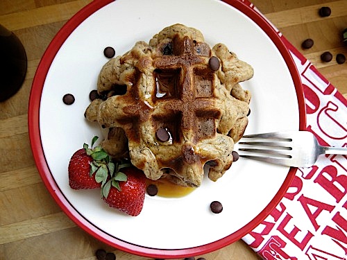 Healthy Wholewheat Banana Chocolate Chip Waffles