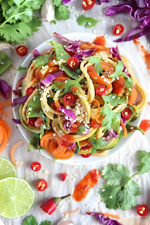 Sweet and Spicy Sesame Zucchini Noodles {Vegan, Gluten Free & Paleo Friendly}