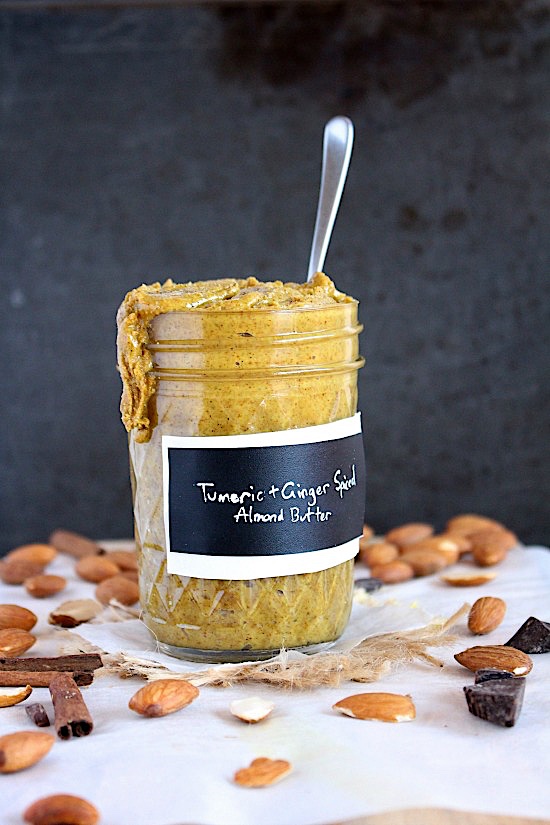 Turmeric and Ginger Spiced Almond Butter {Vegan, Gluten Free, Sugar Free & Paleo Friendly}