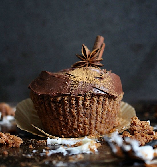 Healthy {Gluten Free – Low Carb} Gingerbread Muffins with Dark Chocolate Espresso Ganache