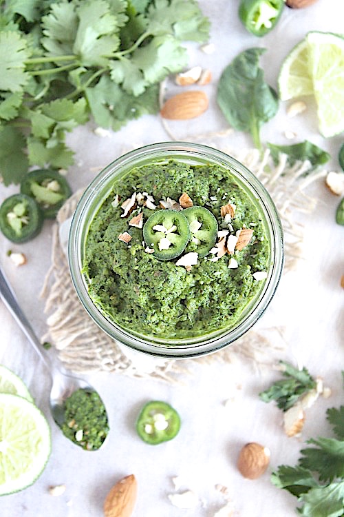 Roasted Almond & Jalapeno' Pesto {Vegan, Gluten Free & Paleo Friendly} - www.betterwithcake.com