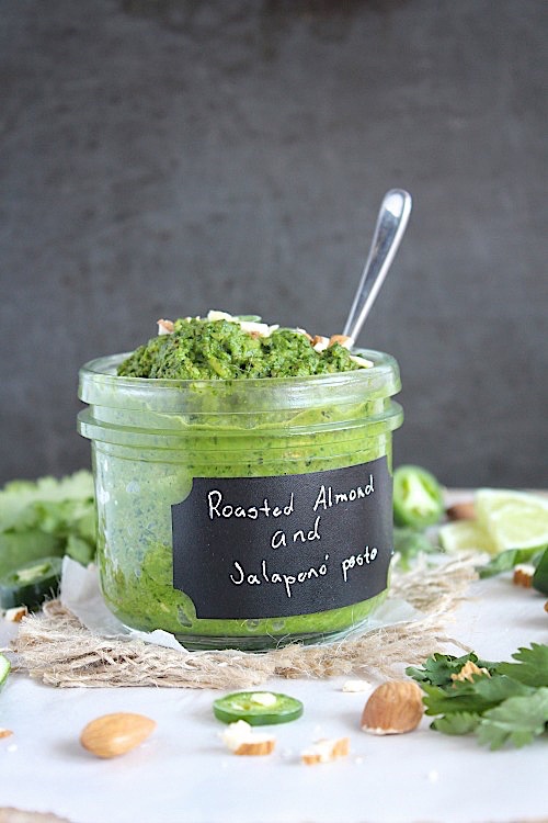 Roasted Almond & Jalapeno' Pesto {Vegan, Gluten Free & Paleo Friendly} - www.betterwithcake.com