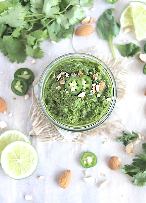 Roasted Almond & Jalapeno' Pesto {Vegan, Gluten Free & Paleo Friendly} - www.betterwithcake.com