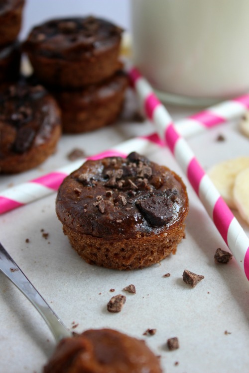 Flourless Peanut Butter Banana Choc Chip Mini Muffins