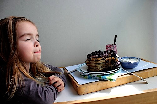 Roasted Blueberry, Vanilla and Greek Yoghurt Wholewheat Pancakes