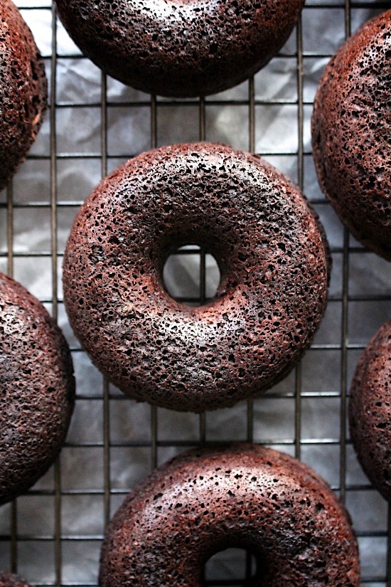 {Baked} Choc Chip Mocha Donuts with Salted Dark Chocolate Espresso Glaze {Gluten Free - Dairy Free - Refined Sugar Free - Low Carb - Vegan - Keto - Paleo} - www.betterwithcake.com