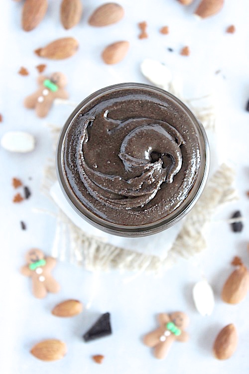 Healthy, Homemade Dark Chocolate Gingerbread Almond Butter {Vegan, Gluten Free & Paleo Friendly} - www.betterwithcake.com
