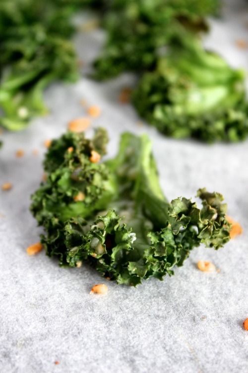 Garlic and Parmesan {Oven Baked} Kale Chips