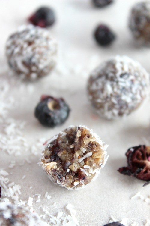 Blueberry Coconut Cream Bliss Bites {Vegan, Dairy Free & Paleo Friendly} - www.betterwithcake.com