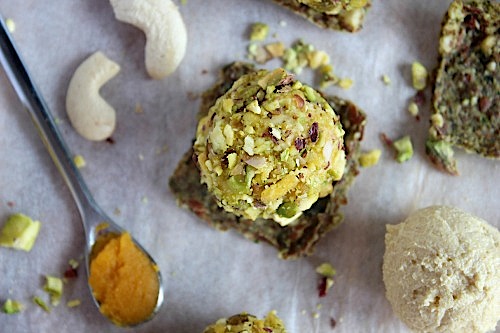 Pumpkin & Pistachio Cashew "Cheese" Truffles {Vegan, Dairy Free & Paleo Friendly} - www.betterwithcake.com