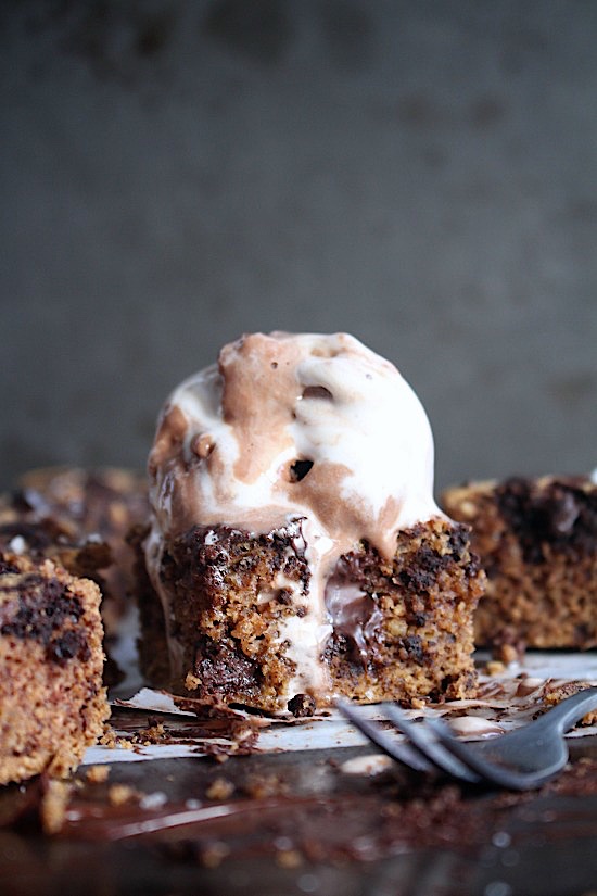 {Small Batch} Flourless Marble Swirled Almond Butter Blondies - Gluten Free - Dairy Free - Grain Free - Refiend Sugar Free - Low Carb - Vegan - Keto - Paleo - www.betterwithcake.com