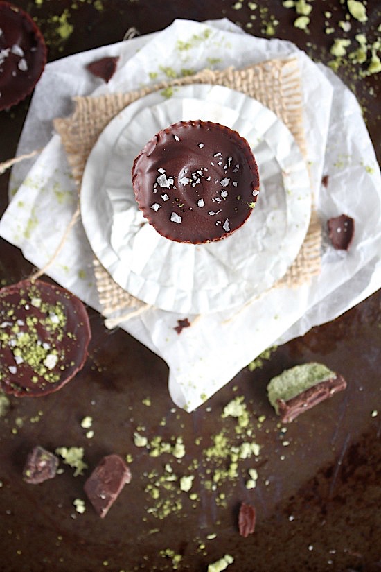 3 Ingredient, Dark Chocolate Matcha Coconut Butter Cups {Vegan, Gluten Free, Dairy Free, Sugar Free, Keto & Paleo Friendly} - www.betterwithcake.com