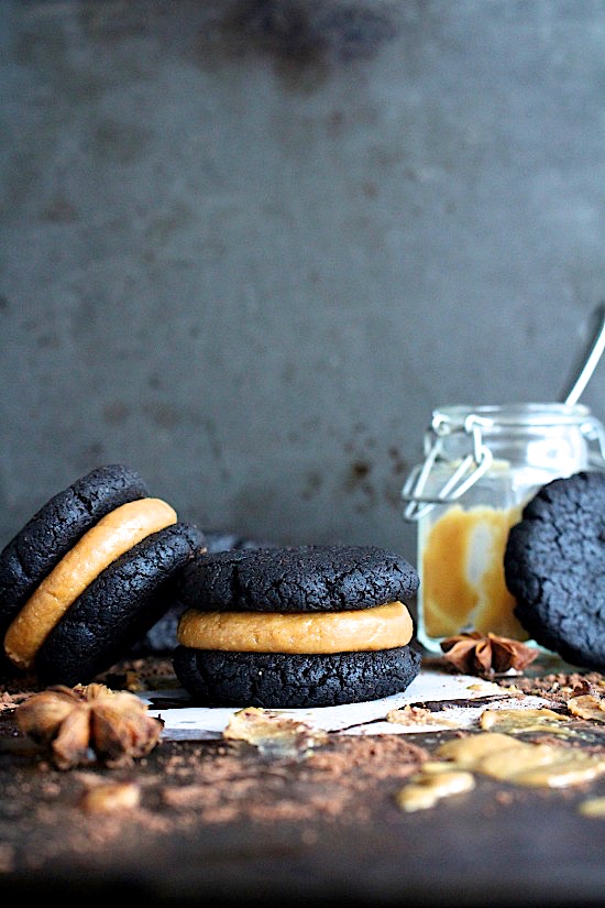 Flourless Dark Chocolate Pumpkin Spiced Peanut Butter Brookie SandwichesGluten Free - Dairy Free - Grain Free - Refined Sugar Free - Low Carb - Keto - Paleo - Vegan Friendly - www.betterwithcake.com