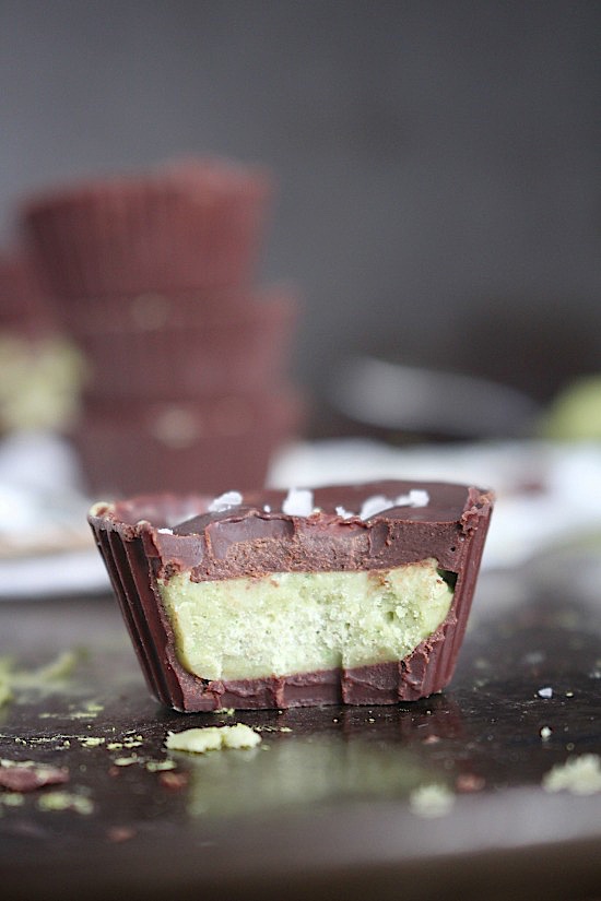 3 Ingredient, Dark Chocolate Matcha Coconut Butter Cups {Vegan, Gluten Free, Dairy Free, Sugar Free, Keto & Paleo Friendly} - www.betterwithcake.com