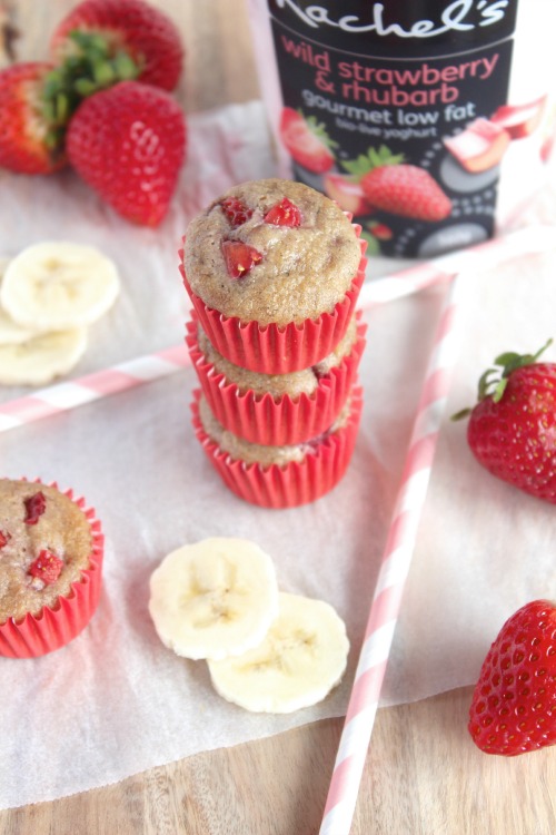 Wild Strawberry, Rhubarb and Banana Muffins