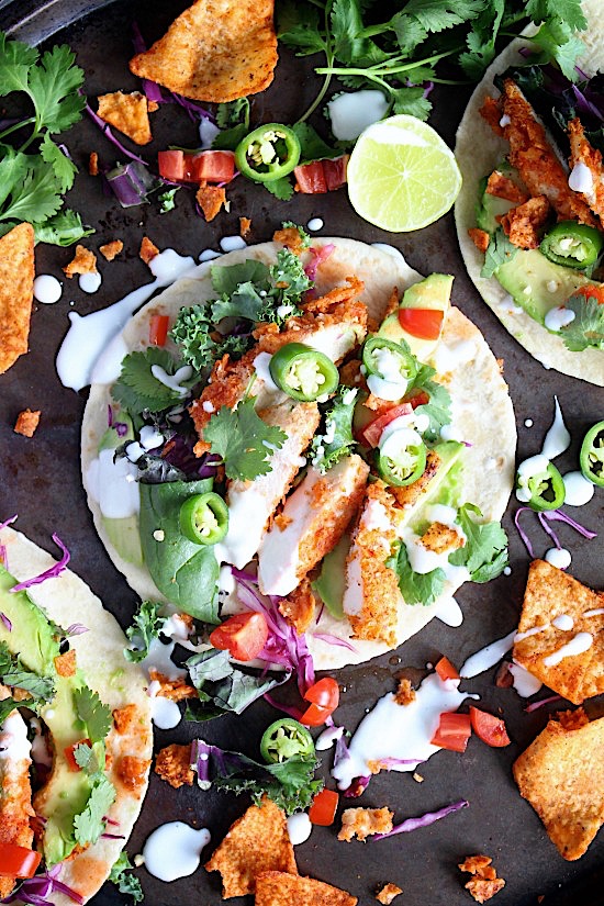 Crisp & Crunchy {Baked} Firecracker Chicken Tacos - Gluten Free - Dairy Free - Grain Free - Paleo - www.betterwithcake.com