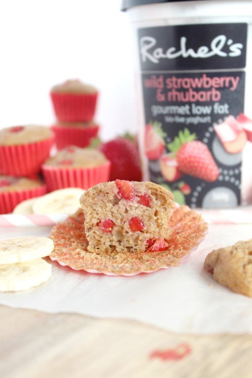 Wild Strawberry, Rhubarb and Banana Muffins