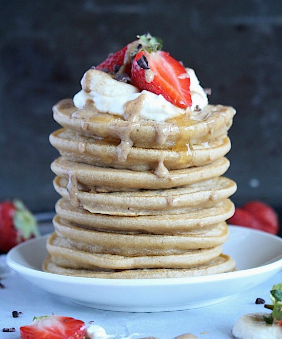 Fluffy Vanilla Pancakes for Two {Paleo - Gluten Free - Dairy Free - Grain Free - Refined Sugar Free} - www.betterwithcake.com
