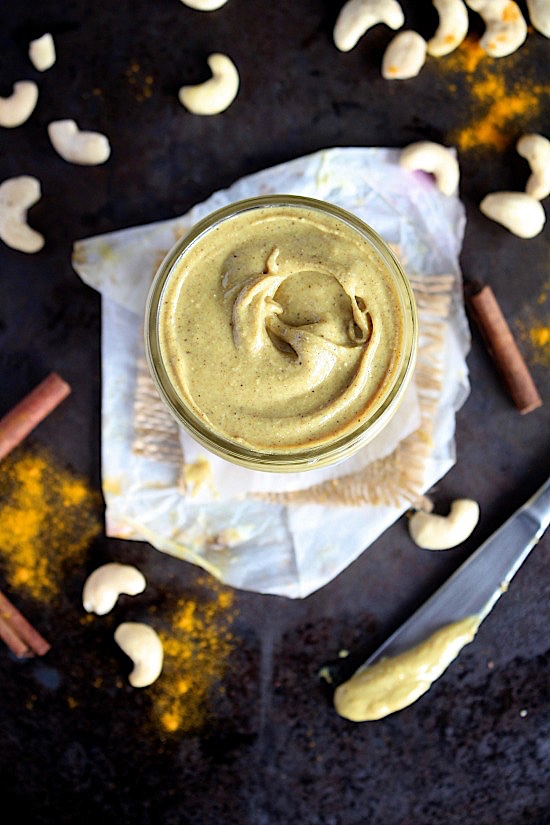 Golden Spiced Cashew Butter {Sugar Free, Gluten Free, Dairy Free, Vegan, Keto & Paleo Friendly} - www.betterwithcake.com