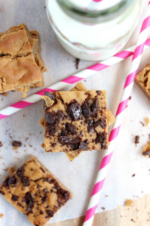 Super Healthy Cinnamon Spiked Peanut Butter Blondies