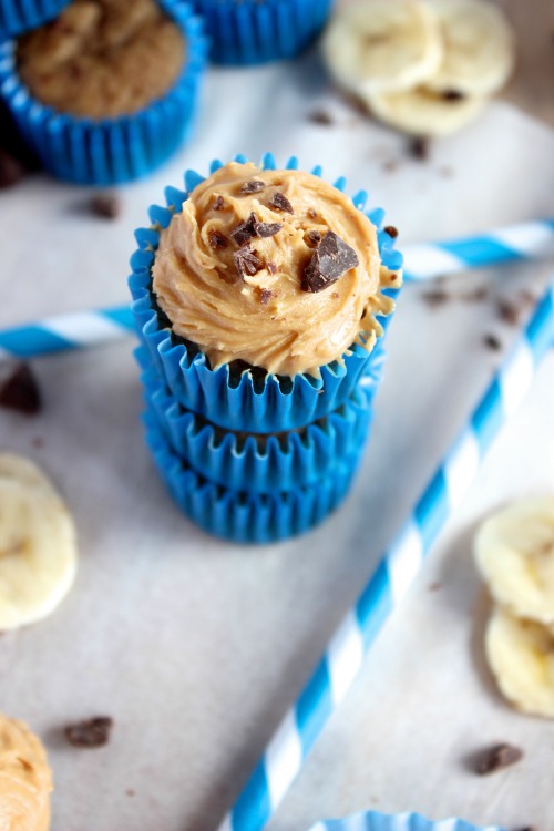 Banana Peanut Butter Choc Chip Mini Muffins {Gluten Free – Refined Sugar Free – Dairy Free – Low Carb – Grain Free + Paleo Option}