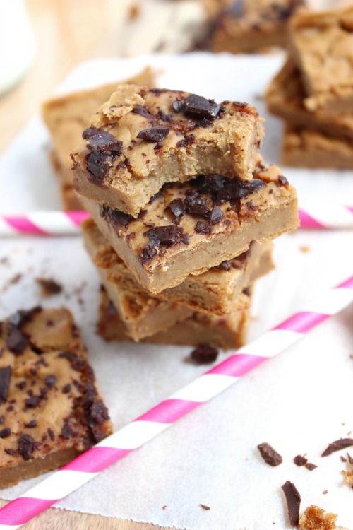Super Healthy Cinnamon Spiked Peanut Butter Blondies