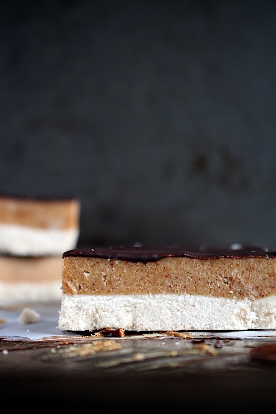 No Bake Mix & Make Raw {DATE FREE} Twix BarsGluten Free - Dairy Free - Grain Free - Refined Sugar Free - Low Carb - Vegan - Keto - Paleo - www.betterwithcake.com