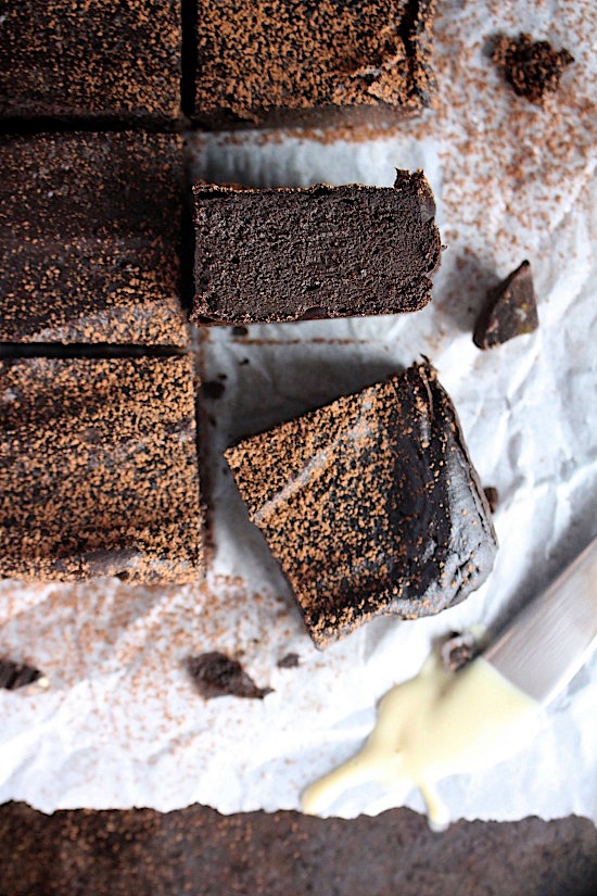 Super Fudgy Dark Chocolate Sweet Potato Brownies {Nut Free - Gluten Free - Dairy Free - Refined Sugar Free - Vegan - Keto - Paleo Friendly} - www.betterwithcake.com