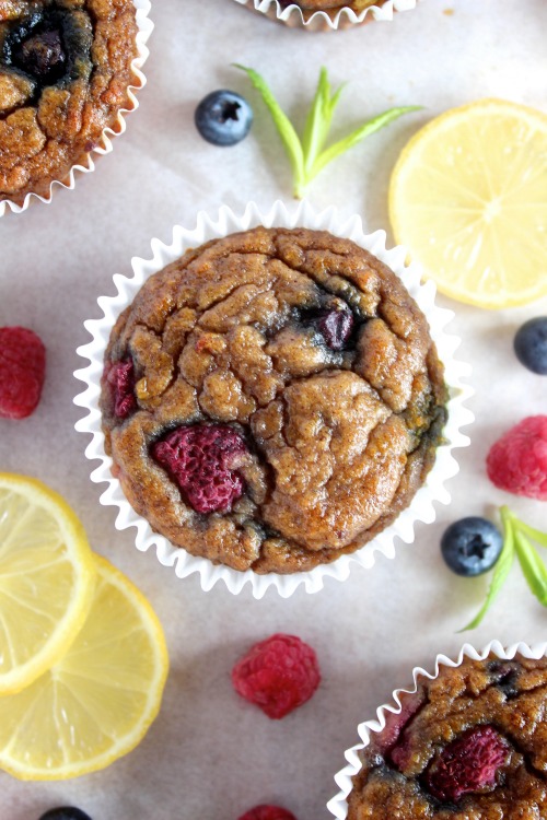 Deliciously Ugly Lemon-berry Muffins {Gluten Free, Grain Free & Paleo Friendly}
