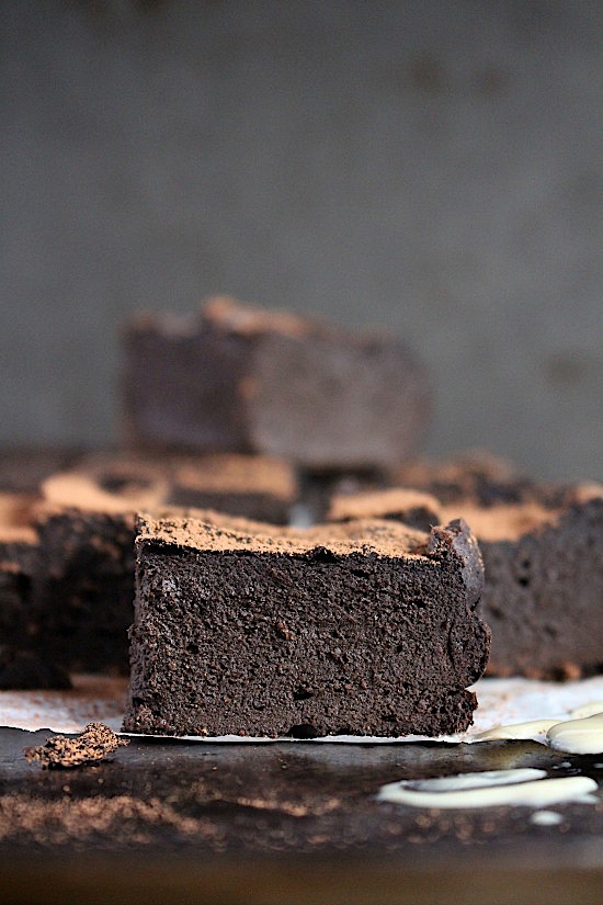 Super Fudgy Dark Chocolate Sweet Potato Brownies {Nut Free - Gluten Free - Dairy Free - Refined Sugar Free - Vegan - Keto - Paleo Friendly} - www.betterwithcake.com