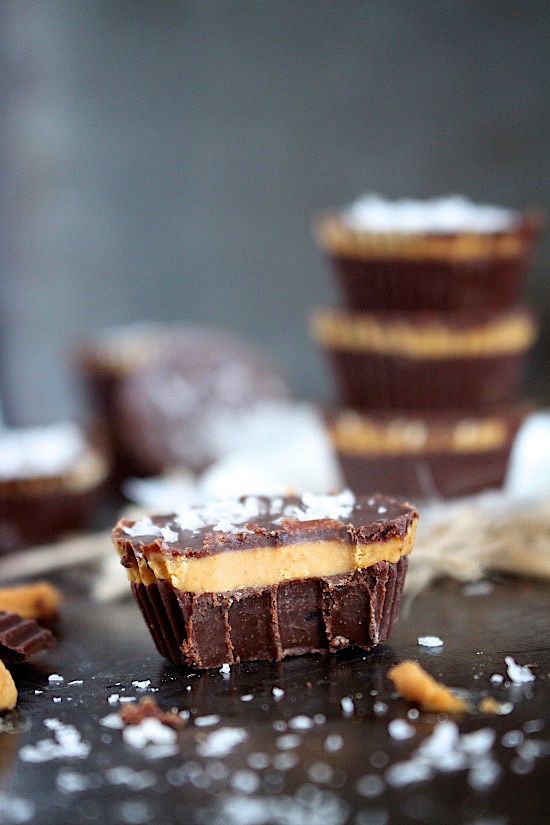 Salted Dark Chocolate Peanut Butter Tahini Fudge