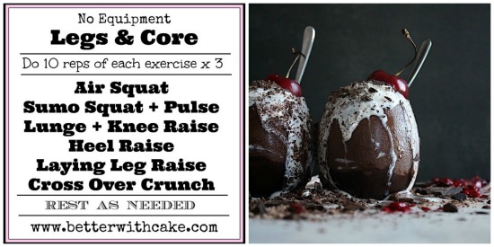 Sugar Free Black Forest Cheesecake Shake & 15 min {No Equipment} Legs & Core Workout