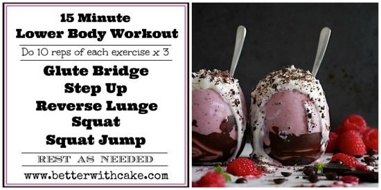 {Sugar Free} Raspberry Choc Chip Chiller & 15 Minute {No Equipment} Lower Body Workout