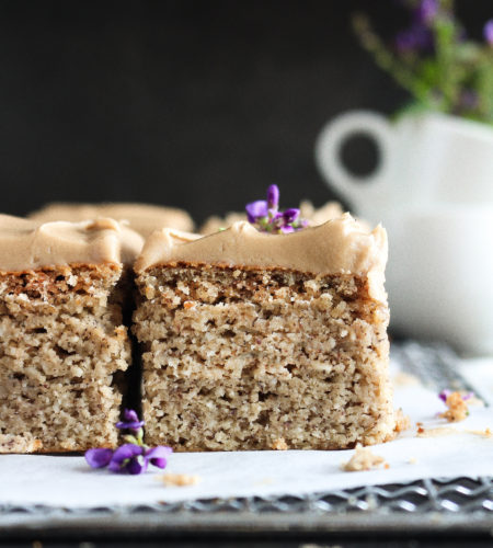 {Sugar Free} Maple Vanilla Banana Bread + Espresso “Cream Cheese” Frosting