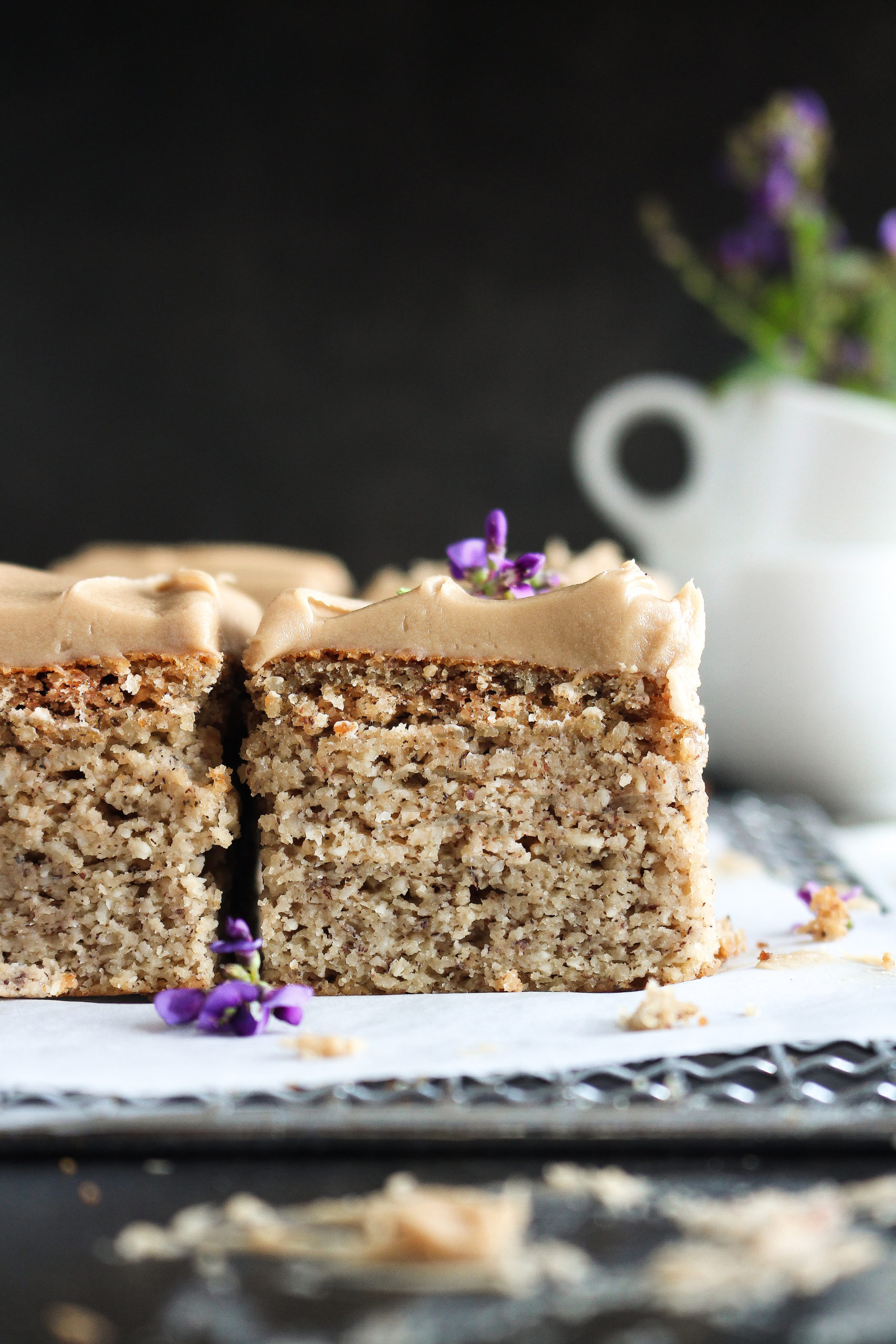 {Sugar Free} Maple Vanilla Banana Bread + Espresso “Cream Cheese” Frosting