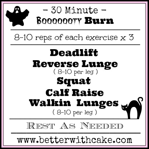30 Minute Halloween Inspired Lower Body Booty Burning Workout - www.betterwithcake.com