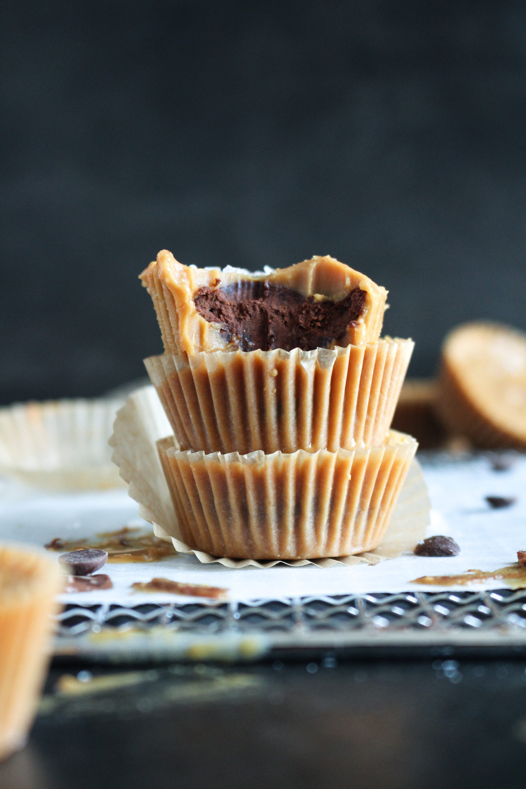 Inside Out Dark Chocolate Peanut Butter Cup Fudge Bites